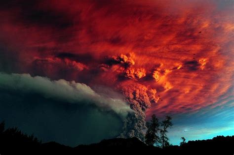 Volcanic Ash Being Hit By The Sunset Puyehue Cordón Caulle Volcano