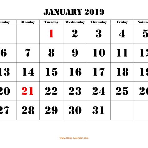 Free Bold Printable Calendars