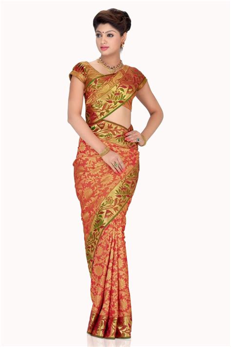 Red Zari Weaved Pure Silk Saree In Golden Pallu Sr7433 Pure Silk