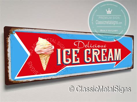 vintage style ice cream sign classic metal signs