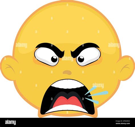 Vector Illustration Yellow Cartoon Character Emoticon Yelling And An Angry Expression Stock