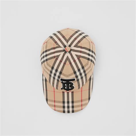 Monogram Motif Vintage Check Baseball Cap In Archive Beige Burberry