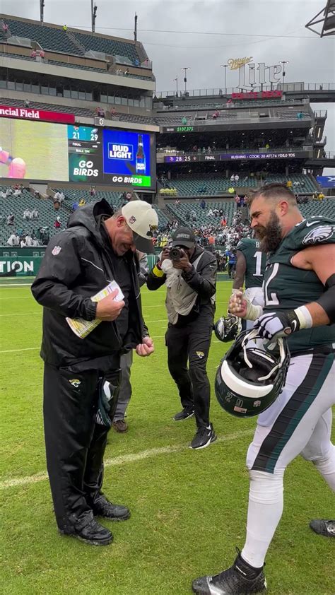 ronni algeo on twitter rt nfl jasonkelce had to get the jacket swap from his former hc