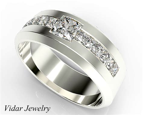 Mens Princess Cut Diamond Wedding Band Vidar Jewelry Unique Custom