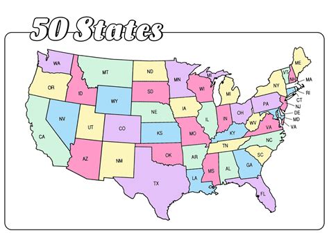 50 States Map With Abbreviations