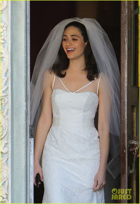 Full Sized Photo Of Emmy Rossum Slips Into Wedding Dress To Film