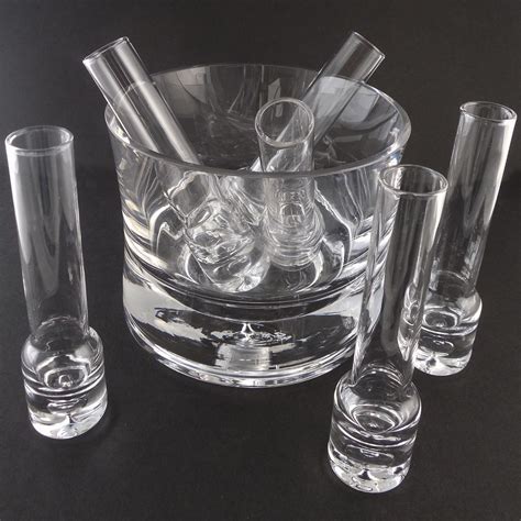 7 Piece Vodka Chiller Set Fine Blown Crystal Controlled Bubble Design