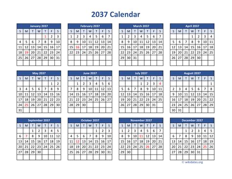 2037 Calendar In Pdf