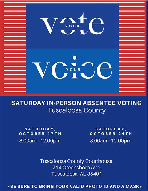 Tuscaloosa County Allows In Person Absentee Voting On Saturdays