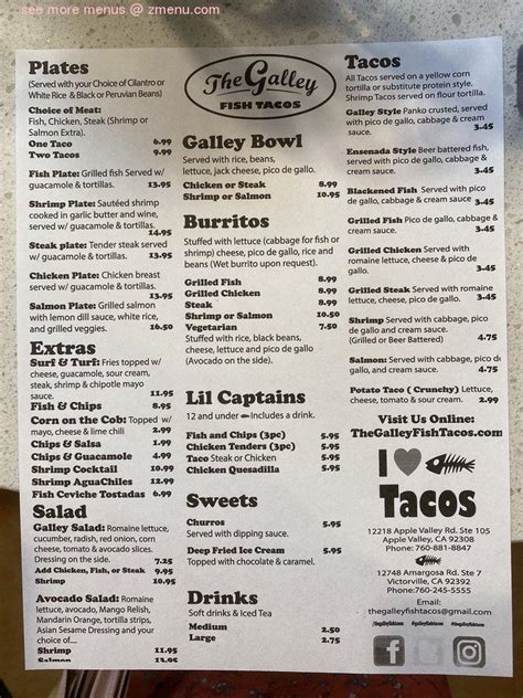 Carta Del Restaurante Captains Fish Tacos Victorville