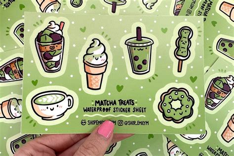 Matcha Treats Waterproof Sticker Sheet Mini Vinyl Stickers Cute