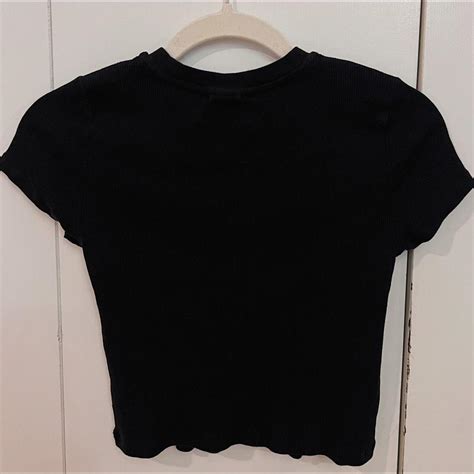 Artizia Black Ribbed Short Sleeve Shirt Size Medium Depop