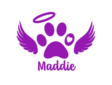 Personalized Paw Print Decal With Angel Wings And Halo Pet Etsy