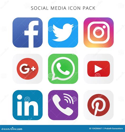 High Resolution Collection Of Social Media Icon Pack Editorial