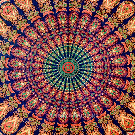Green Small India Psychedelic Bohemian Mandala Tapestry Wall Hanging