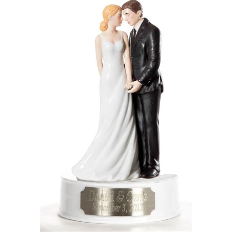 Engraveable Custom Porcelain Bride And Groom Wedding Cake Topper