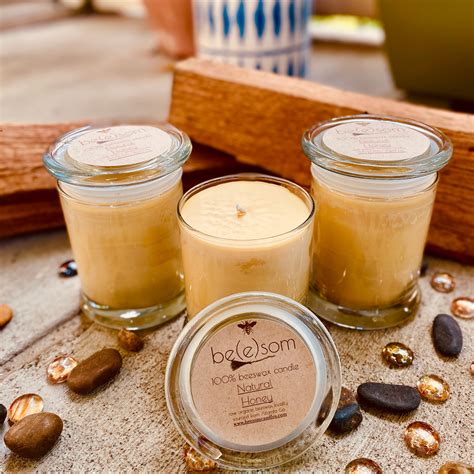 Pure Organic Beeswax Candle In A Oz Glass Jar Topped With A Glass Lid