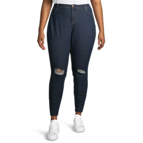 A3 Denim Womens Plus Size Destructed Skinny Jeans