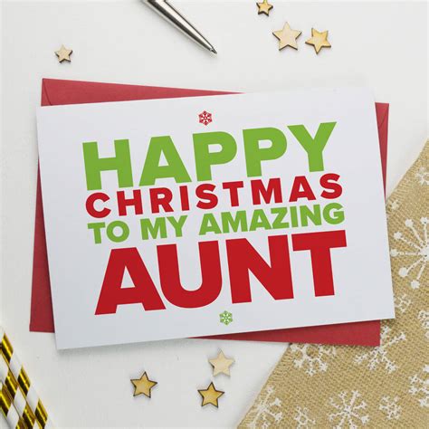 Christmas Card For Amazing Aunt Auntie Or Aunty By A Is For Alphabet