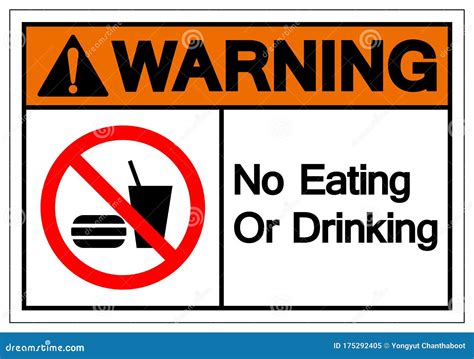 Warning No Eating Or Drinking Symbol Sign Vector Illustration Isolate