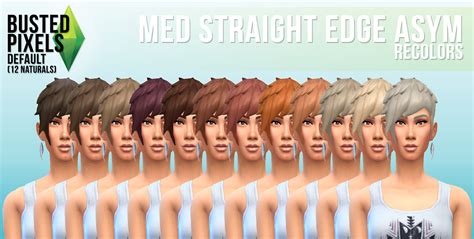 Sims 4 Hairs Busted Pixels Medium Straight Edge Asym