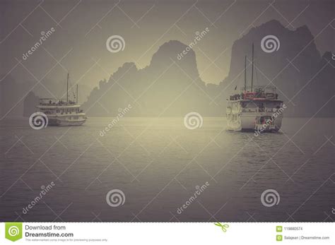 Misty Halong Bay Vietnam Stock Photo Image Of Landscape 119880574