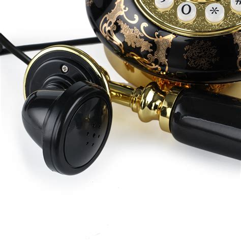 Lnc Black Ceramic Lnc Retro Vintage Antique Style Push Button Dial Desk Telephone Phone Home