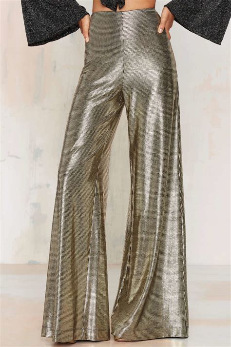 nasty gal hot and gold high waisted metallic pants lyst