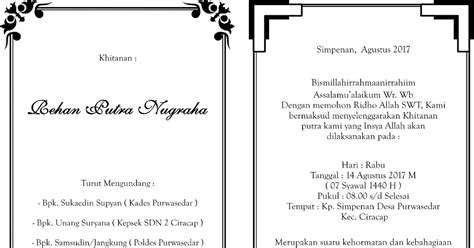 Cetak undangan pernikahan serta acara pengajian. Contoh Redaksi Undangan Khitanan