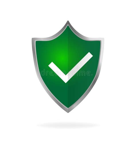 Modern Flat Icon With Green Approved Shield Isometric Vector Shield