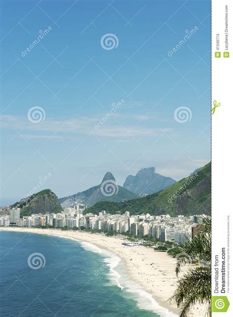 Copacabana Beach Rio De Janeiro Brazil Skyline Aerial View Stock Photo