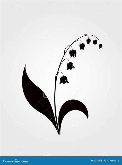 Lily Of The Valley Flower Vector Black Silhouette