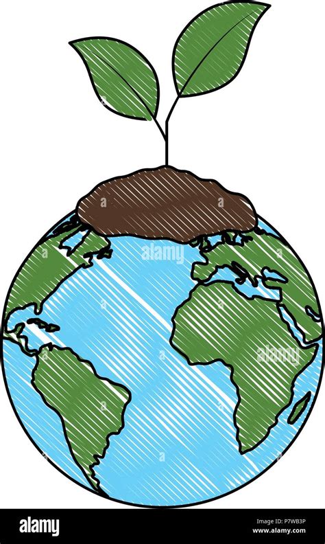 Mundo Planeta Tierra Con La Planta Imagen Vector De Stock Alamy