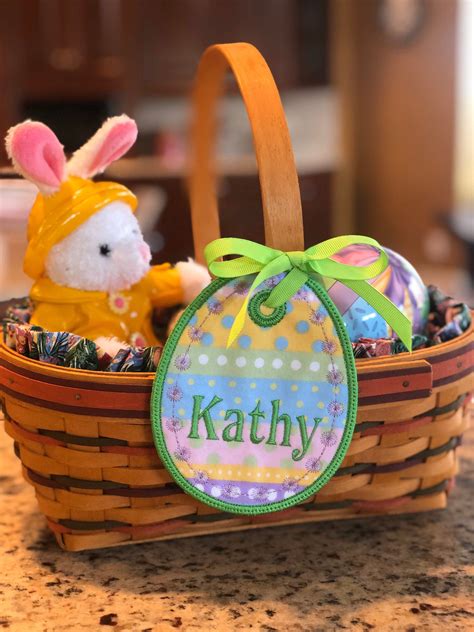 Easter Basket Tag Egg Name Tag Embroidered Appliqué | Etsy | Easter