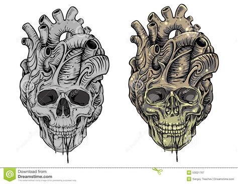 Skull Heart Stock Illustration Illustration Of Symbol 53021797