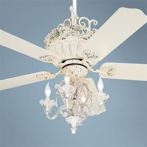 52 Casa Chic Antique White Ceiling Fan With 4 Light Kit Chandelier