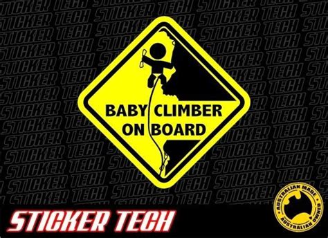 Warning Baby Climber On Board Rock Climbing Sticker Decal 4 Black