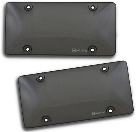 Zento Deals Clear Smoked License Plate Shields 2 Pack License Plate Clear Smoked Shields
