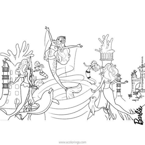 Barbie Mermaid Coloring Pages Merliah And Dolphin XColorings