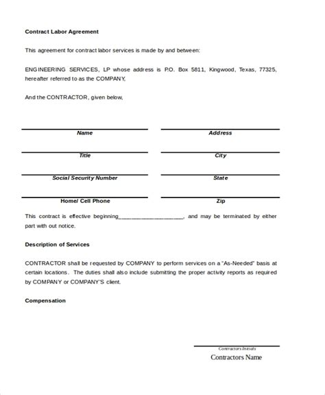 sample contract agreement forms   ms word