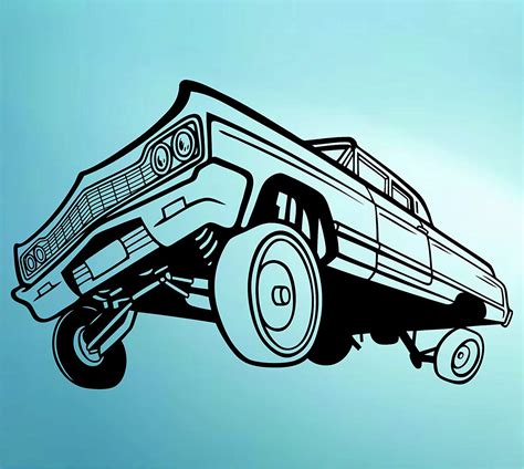 Lowrider Car With Hydraulics Decal Sticker Wall Mural Easy Lowrider