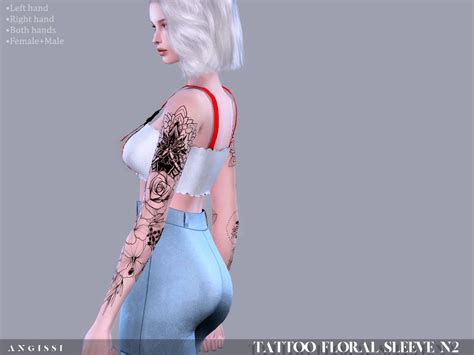 Sims 4 — Tattoo Floral Sleeve N2 By Angissi — For All Questions Go