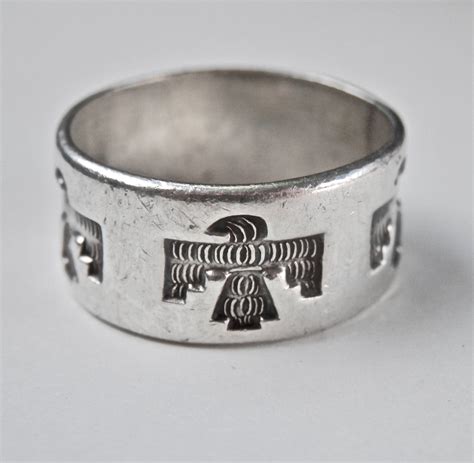 Bell Trading Ring Native American Sterling Silver Thunderbird Band Ring