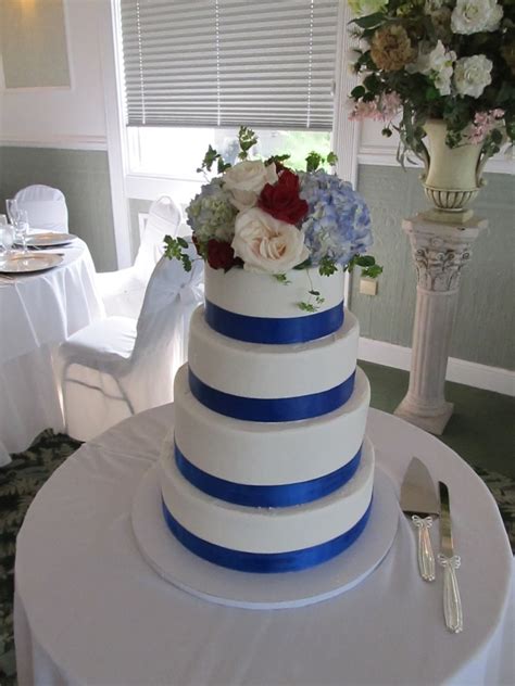 Royal Blue Ribbon Wedding Cake