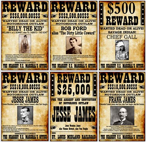 Outlaws Of The Old West Collectors Set Of 19 Fantastic Wanted