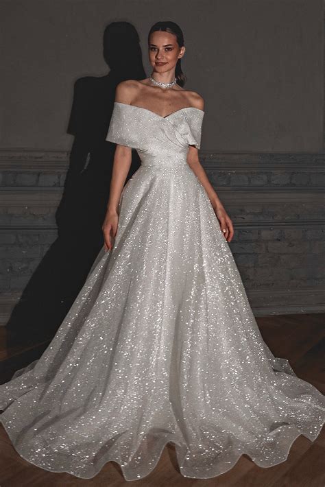 Shimmering Off The Shoulder Wedding Dress Melanie