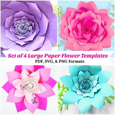 All 9 Templates Paper Flower Templates Giant Paper Flower Af4