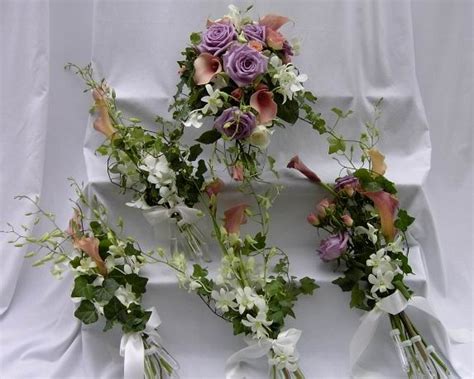 Bridal Bouquet On Top Cascading Stylization Of Roses Calla Lilies