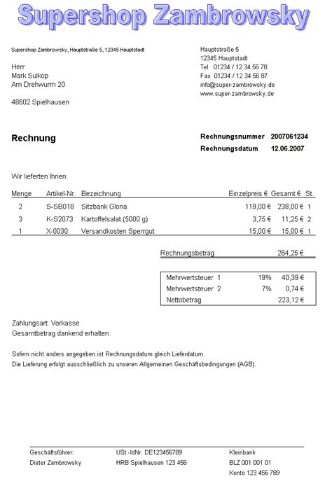 Für gründer im nebenerwerb oder mit wenig eigenkapital ist eine gründung als kleingewerbe ein unkomplizierter start in die selbständigkeit mit attraktiven vorteilen. File:Rechnung Muster 1.gif - Wikimedia Commons