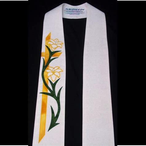 Clergy Stoles For Women White Clergy Stole With Easter Lilies And